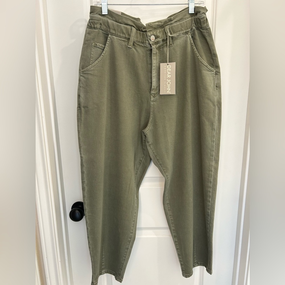 Women’s Dear John SUPER HIGH RISE NOAH PALMER GREEN Straight Leg Pant size  31 - Picture 2 of 7